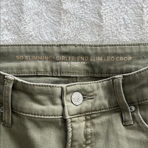 Chico's Sage Green Girlfriend Slim Leg Crop Pants